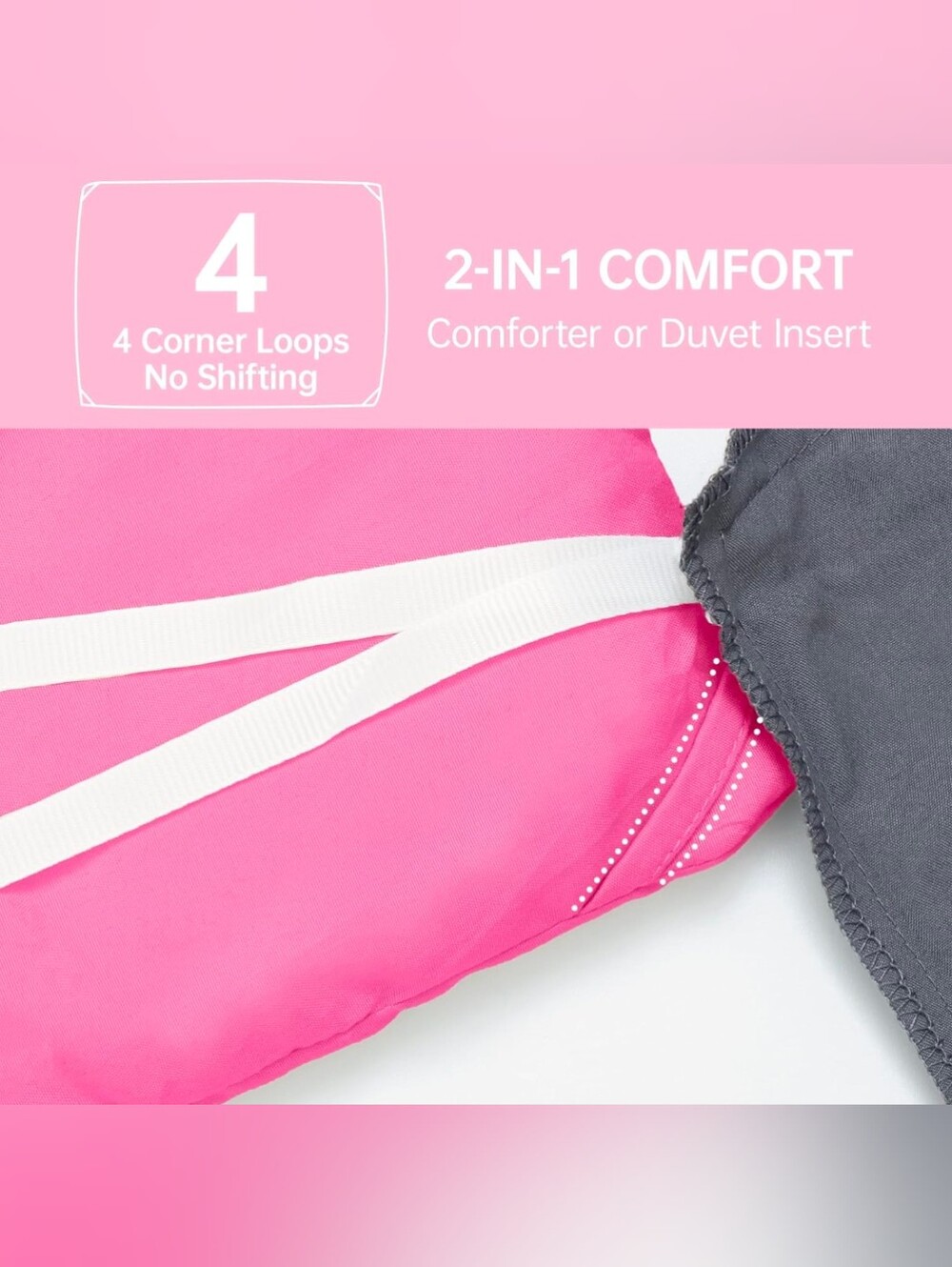 Vibrant Pink Queen 3pcs Comforter Set - Bright Hot Pink Bedding Set New - Picture 4 of 4